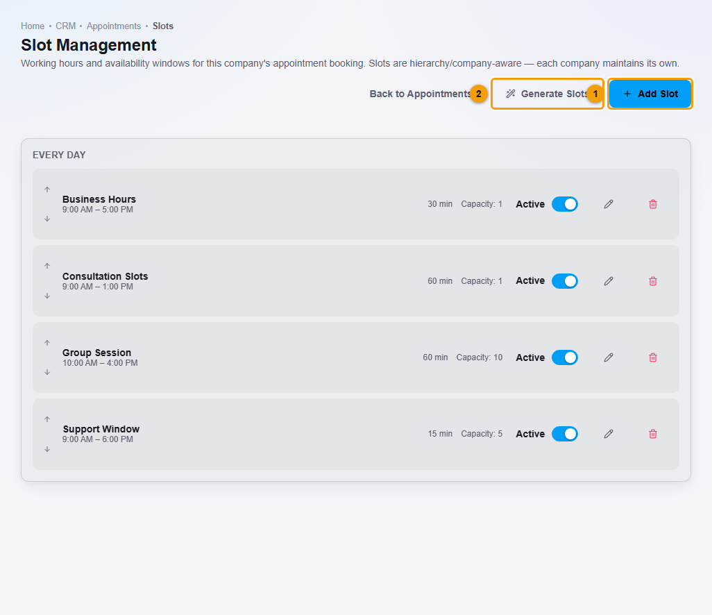 Slot Management