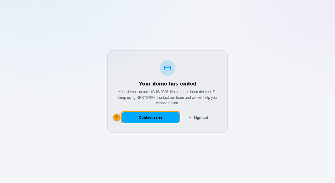 The demo ended screen