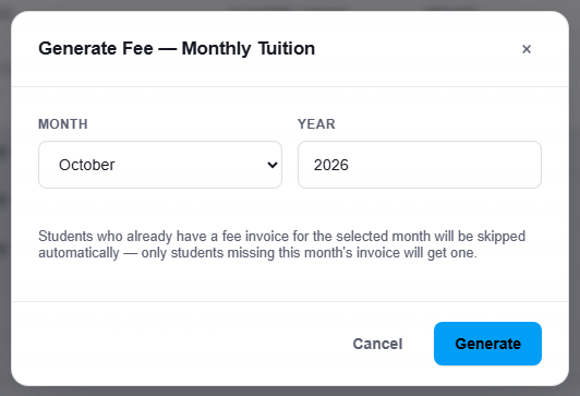 Choose the month
