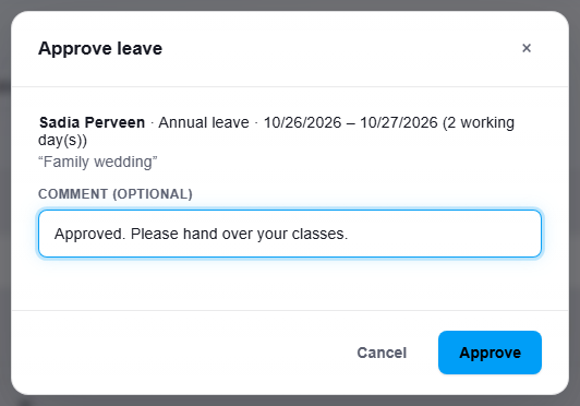 Approve leave