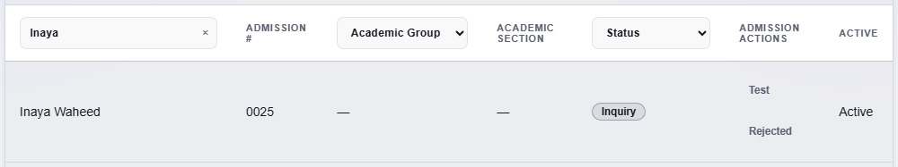 Admission actions on an inquiry