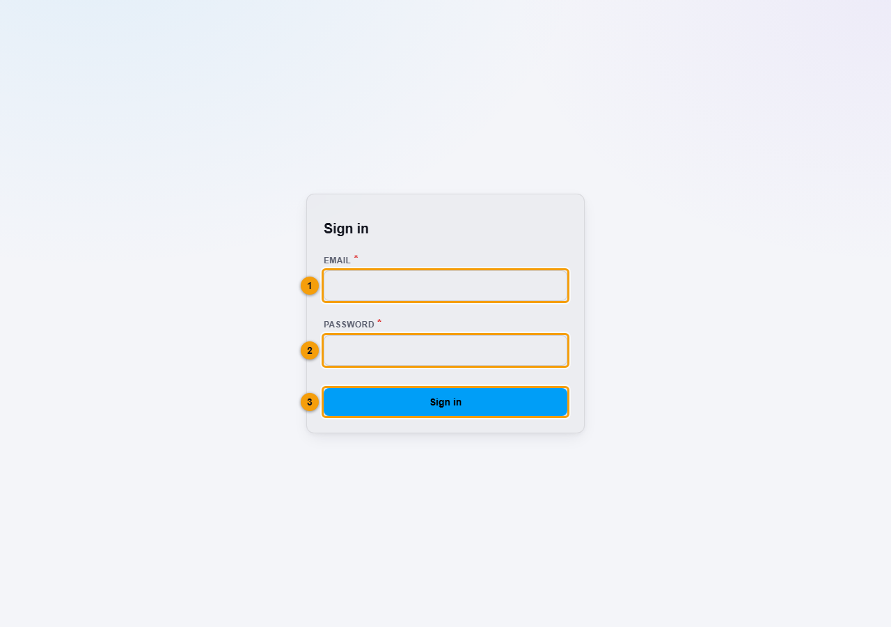 The sign-in page