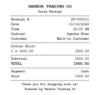 The printed receipt