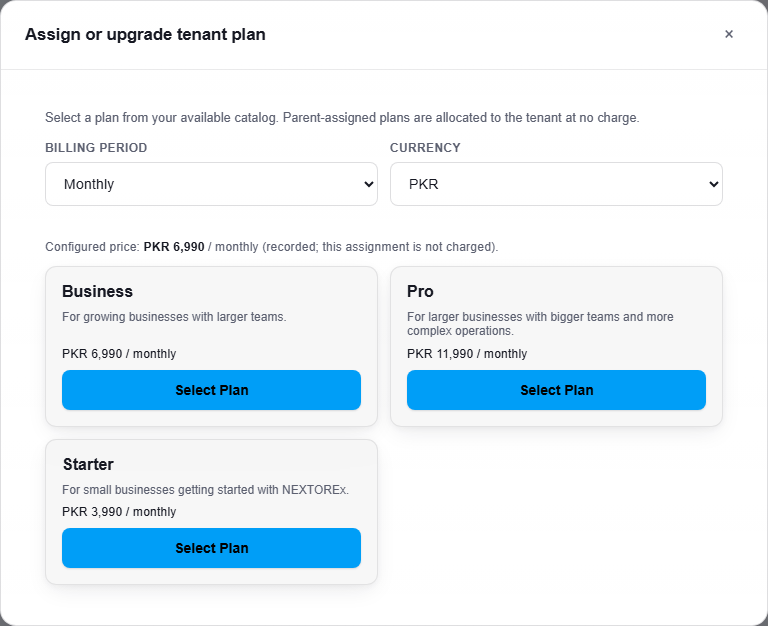 The Assign Plan window